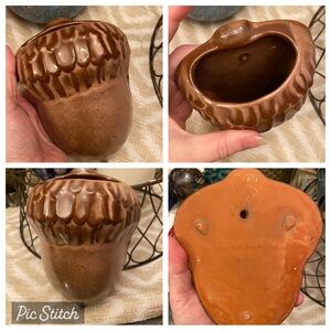 Vintage Frankoma Pottery Brown Glazed Acorn Wall Pocket Perfect Condition